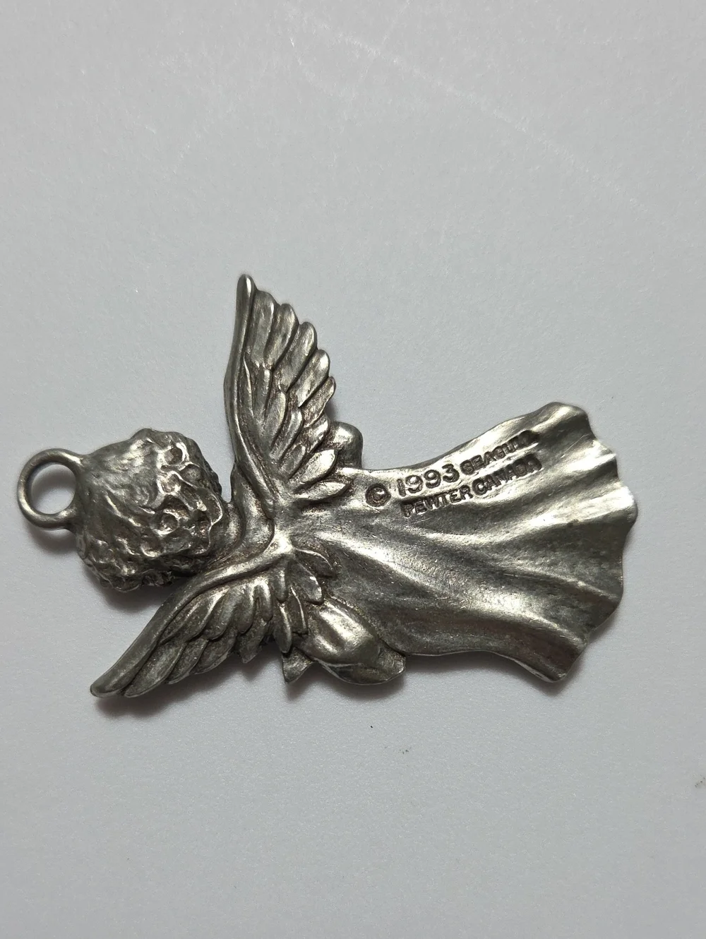 1993 Seagull Pewter Angel Christmas Ornament Holding Star Vintage